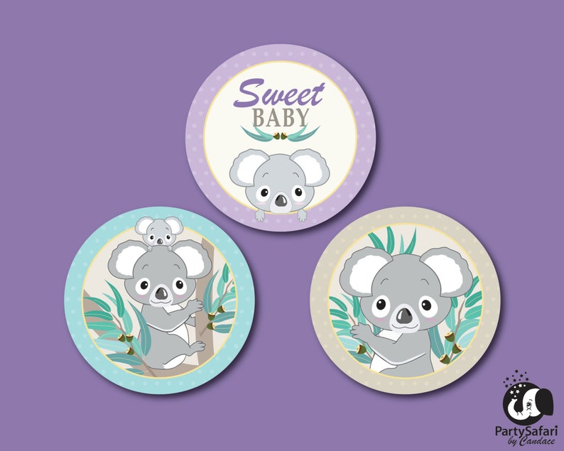 Koala Bear Baby Shower Printable Cupcake Toppers Koala Etsy