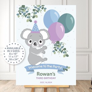 Koala Boy EDITABLE Birthday Party Welcome Sign // Koala Party Welcome Sign // Koala Welcome Sign //Printable Template // Instant Download