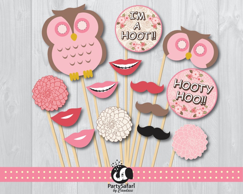 Woodland Owl Printable Photo Booth Props | Pink Owl Photo Booth Props ...