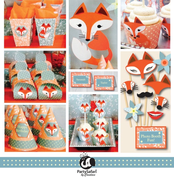 Woodland Red Fox Printable Birthday Party Package Woodland | Etsy