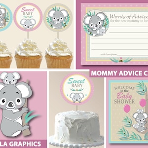 Koala Bear Girl Baby Shower Printable Package | Koala Girl Baby Shower | Girl Baby Shower | INSTANT DOWNLOAD | Party Safari By Candace