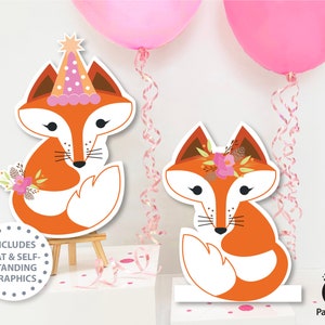 Red Fox EDITABLE Birthday Cake Topper // Red Fox Cake Topper