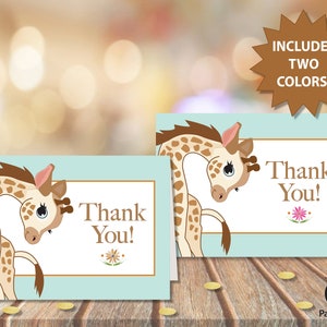 Giraffe DIGITAL Thank You Card // Giraffe Printable Card // Giraffe Party Decorations // Gender Neutral// Instant Download // Printable GI07