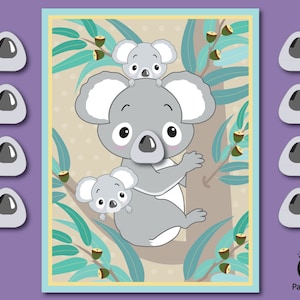 Australian Animals Prints Koala Baby Girl Nursery Wall Art Poster Kids Room  Decor Child Printable Digital Set of 3 Pink Gray 