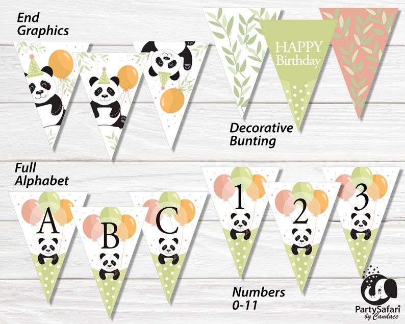 Panda DIGITAL Banner // Panda Birthday Banner / Panda Alphabet Banner ...