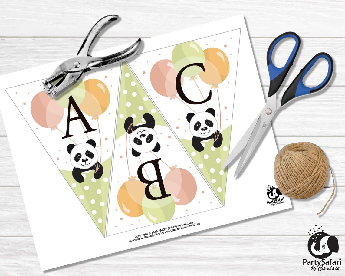 Panda DIGITAL Banner // Panda Birthday Banner / Panda Alphabet Banner ...