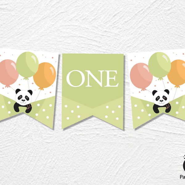 Panda DIGITAL Mini Banner // Panda Mini Banner / Panda Alphabet Mini Banner // Panda Party Decorations // Instant Download // Printable PA07