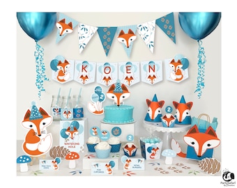 Red Fox Boy EDITABLE Birthday Party Package // Red Fox Party Package // Woodland Fox Party Package //Printable Template // Instant Download