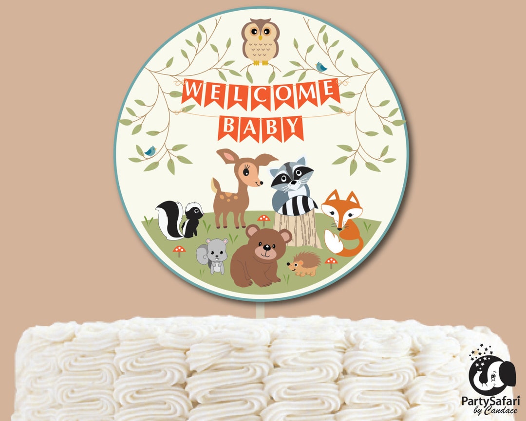 Woodland Animal Printable Cake Topper for Baby Shower | Forest Animals ...