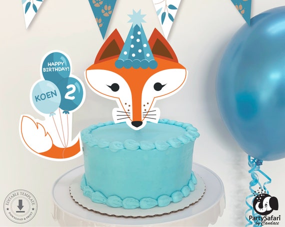 Red Fox EDITABLE Birthday Cake Topper // Red Fox Cake Topper // Woodland  Birthday Decorations // Printable Template // Instant Download 