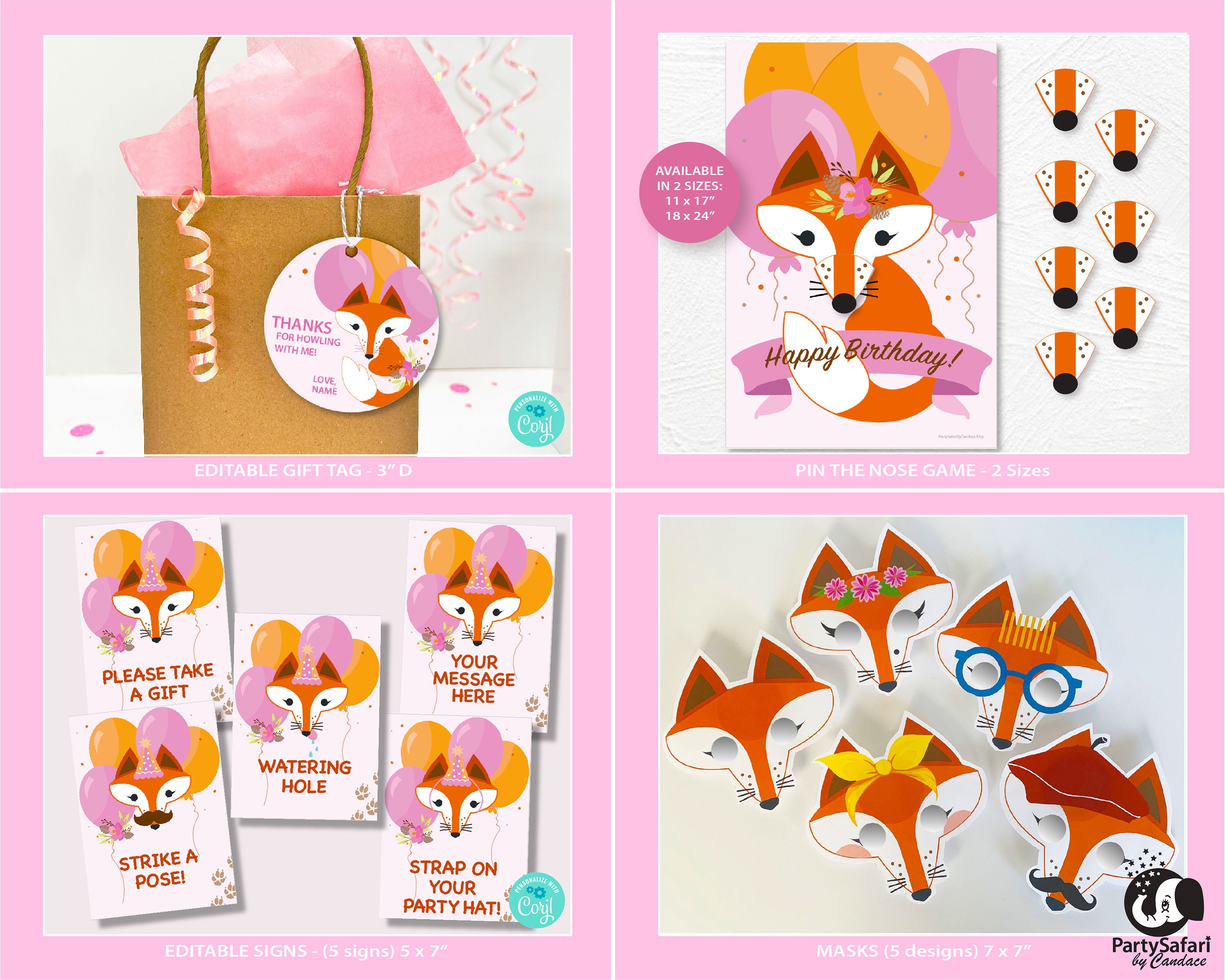 Red Fox Girl EDITABLE Birthday Party Package // Red Fox Party Package ...