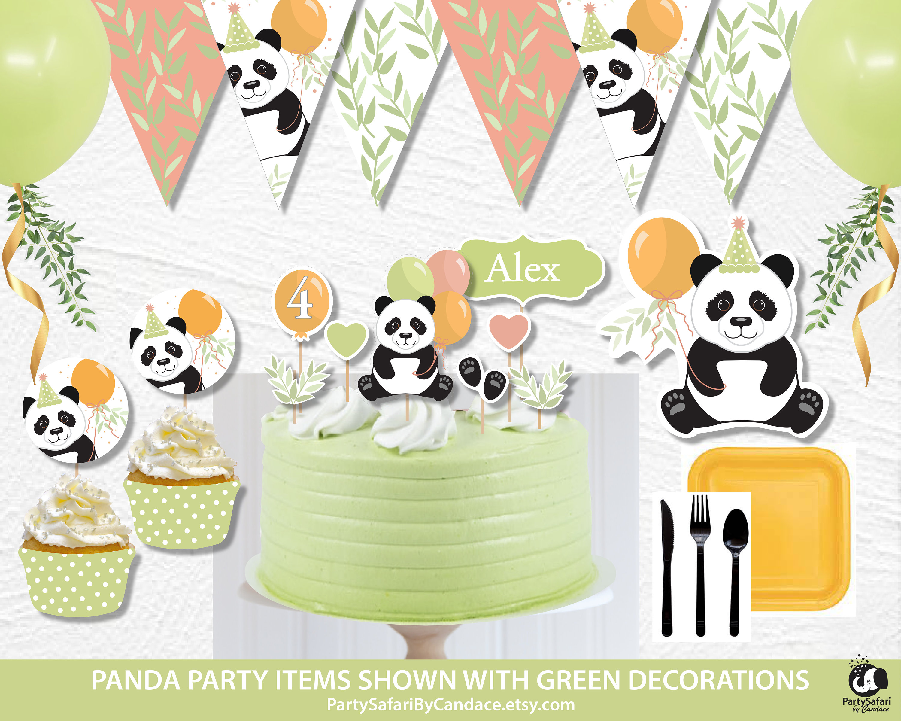 Panda DIGITAL Banner // Panda Birthday Banner / Panda Alphabet Banner ...
