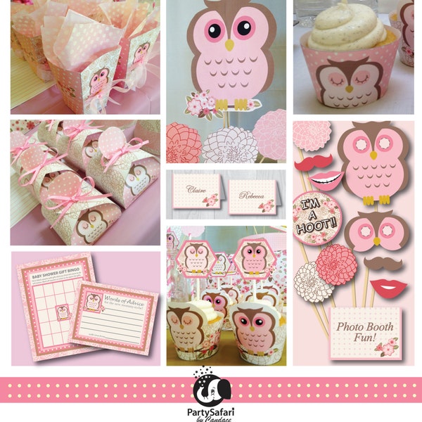 Woodland Owl Printable Baby Shower Package | Woodland Pink & Brown Owl Baby Shower Package | Instant Download | Party Safari By Candace