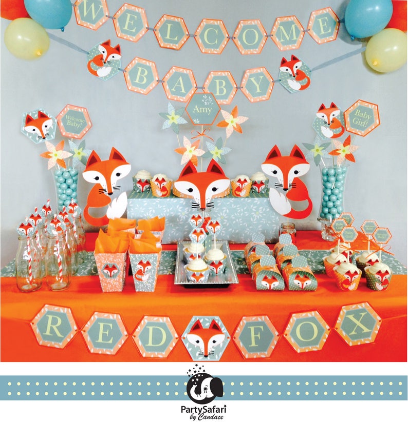 Woodland Red Fox Baby Shower Personalized Printable Package | Etsy
