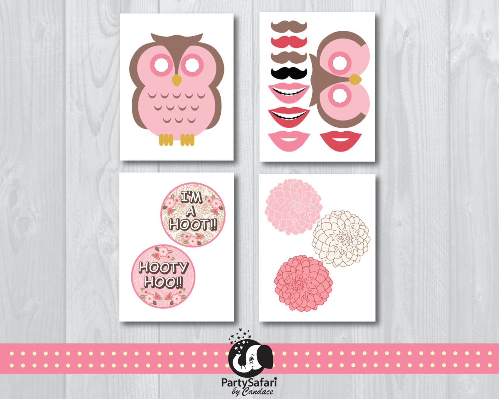 Woodland Owl Printable Photo Booth Props | Pink Owl Photo Booth Props ...