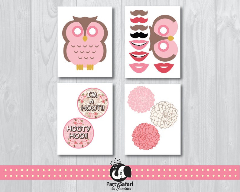 Woodland Owl Printable Photo Booth Props | Pink Owl Photo Booth Props ...