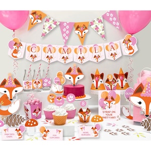 Red Fox Girl EDITABLE Birthday Party Package // Red Fox Party Package // Woodland Fox Party Package //Printable Template // Instant Download