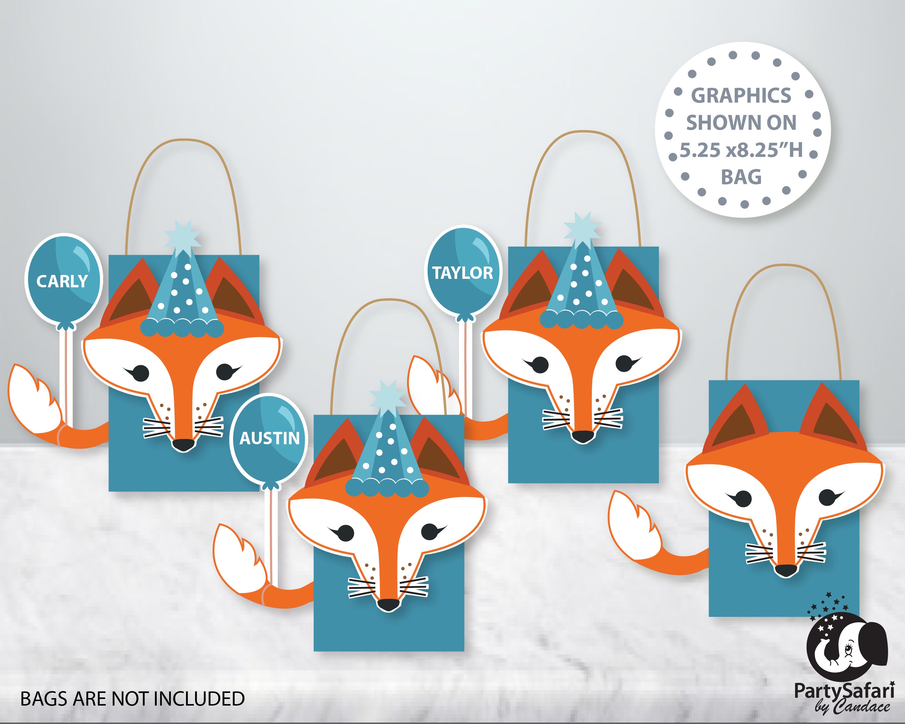 Arctic Animal Gift Bags - 8 Pack Winter Fox Party Favor Bags For Wonderland Theme