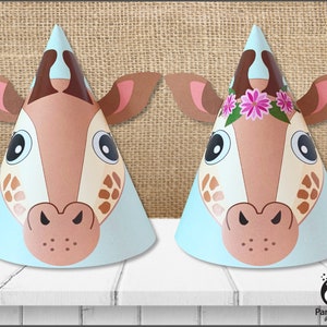 Giraffe DIGITAL BIRTHDAY Party Hats // Giraffe Birthday Hats // Giraffe Party Decorations  // Instant Download // Printable GI01