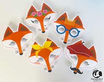 Red Fox Boy/Girl DIGITAL Masks // Red Fox Masks // Woodland Fox Birthday Party Decorations // Printable Template // Instant Download