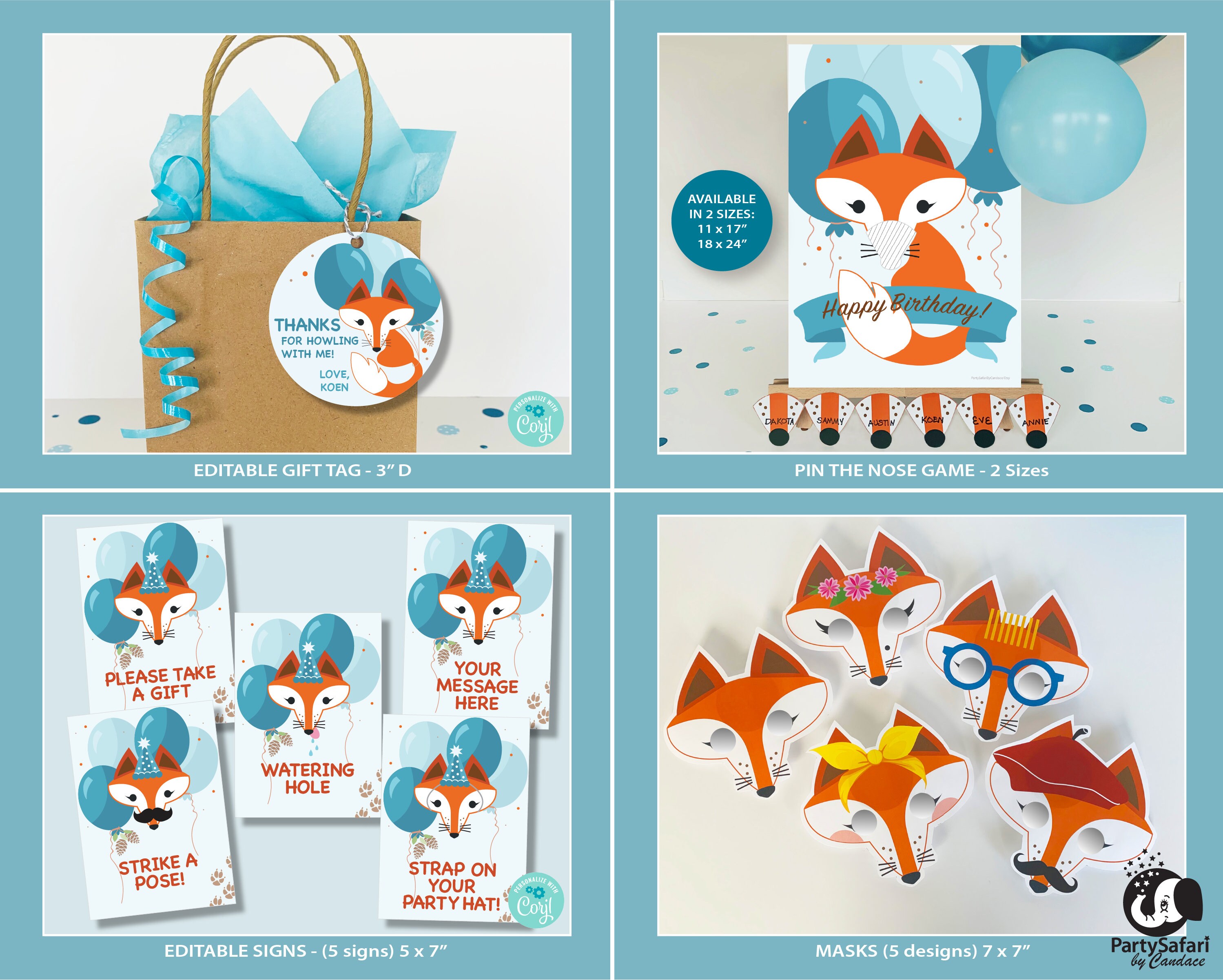 Red Fox Boy EDITABLE Birthday Party Package // Red Fox Party Package ...