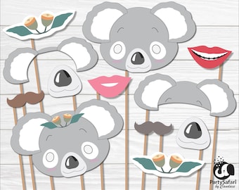 Koala Photo Booth Requisiten // Koala Photo Requisiten // Lippen, Nase, Schnurrbart Foto Requisiten // Gender Neutral // INSTANT DOWNLOAD // Printable KO06