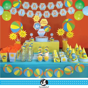 Beach Ball Personalized Printable Birthday Party Package | Pool Birthday Party | Summer Beach Birthday Party | Party Safari By Candace