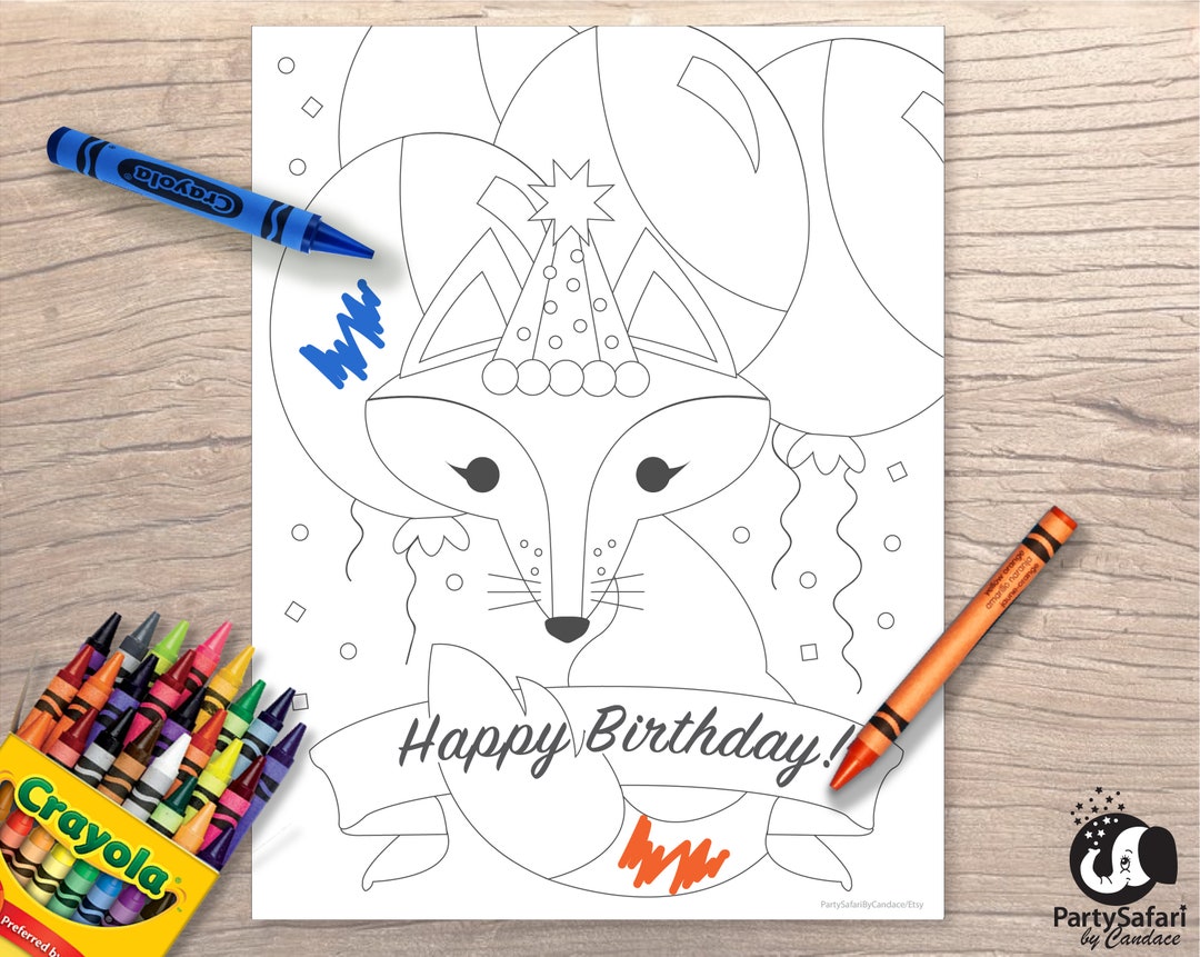 Kleurplaat Verjaardag Red Fox: Woodland Party (digitale download) - Etsy  België, image size:1080x861