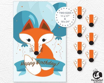 Rotfuchs Junge DIGITAL Pin the Nose Spiel // Rotfuchs Spiel // Waldfuchs Party Dekoration // Druckbare Vorlage // Sofort Download