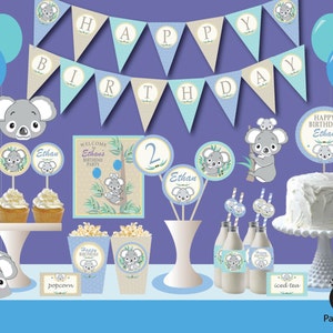Koala Bear Boy Personalized Printable Birthday Party Package | Koala Personalized Birthday Party for Boy |  Party Safari By Candace