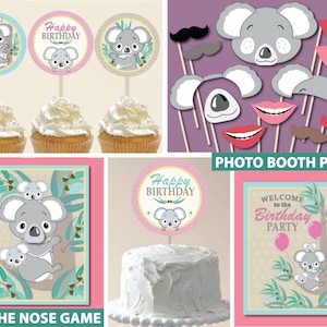 Koala Bear Girl Printable Birthday Party Package | Koala Birthday Party for Girl | INSTANT DOWNLOAD | Party Safari By Candace