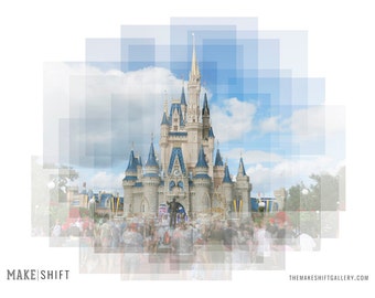 ミニマルなディズニーワールドシンデレラ城のプリント、WDW