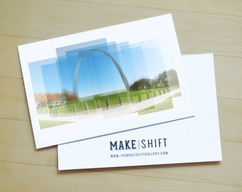 St. Louis Arch Postcard - photograph, travel photography, art postcard, St. Louis print, blue sky, Missouri, St. Louis art, 4x6 postcard
