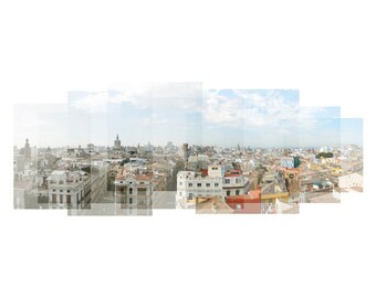 Valencia, Spain - Urban Rooftops - photograph, travel photography, panorama, Spain photograph, Valencia art, city skyline, Valencia print