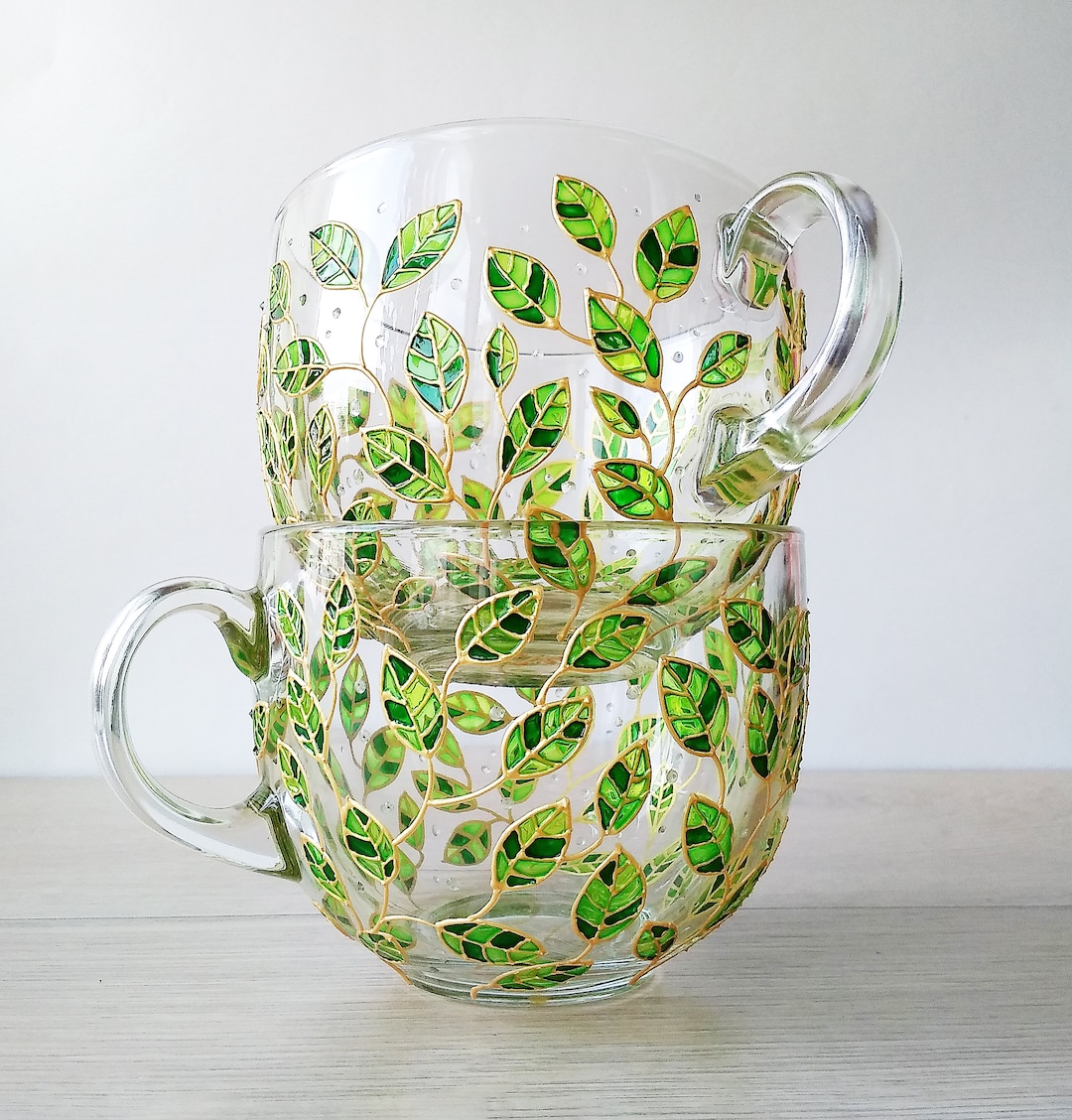 Glass Tea Cups - gold, 500 Milliliters