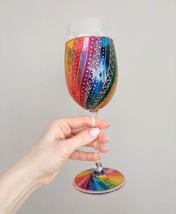 Verres à Vin Peints à La Main - Pièces Uniques - Neufs, Sans Marque