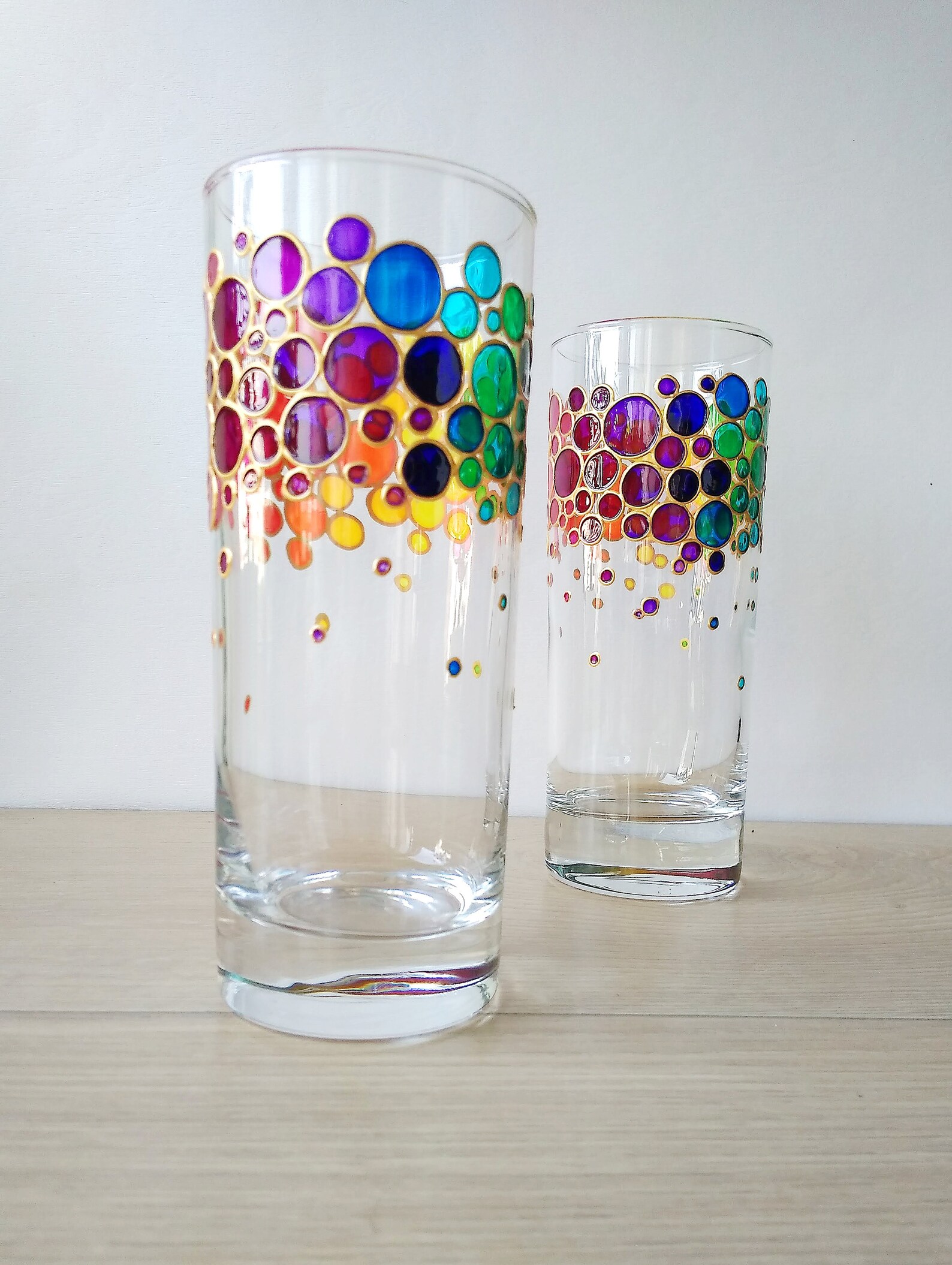 Rainbow Drinking Glasses Set of 2 Couple Colorful Hand - Etsy