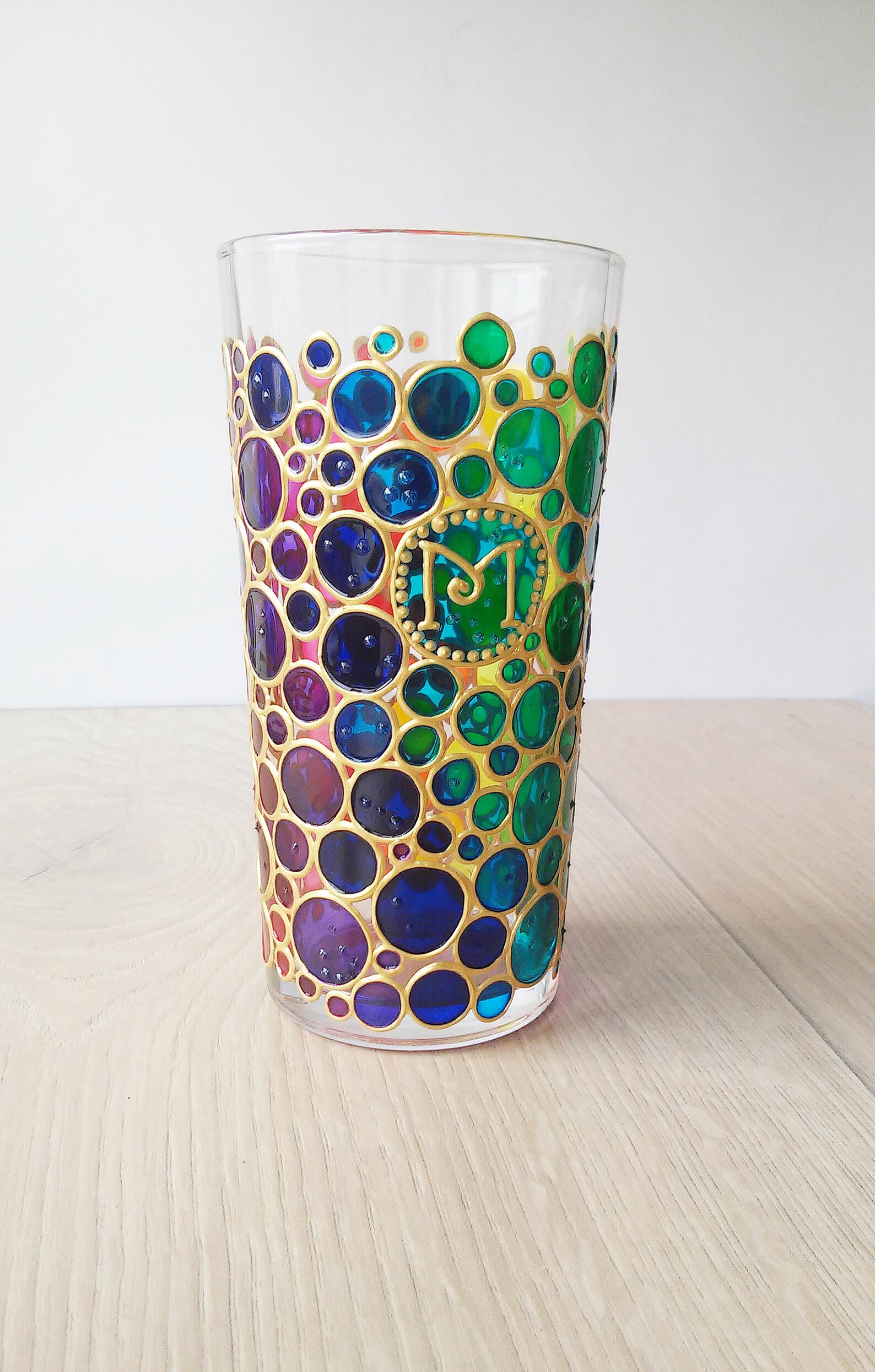 Rainbow Water Glass Multi Colored Bubbles sun catcher tumbler Etsy