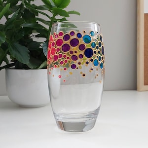 Hand-Painted Rainbow Bubble Glass: Colorful Drinking Glass
