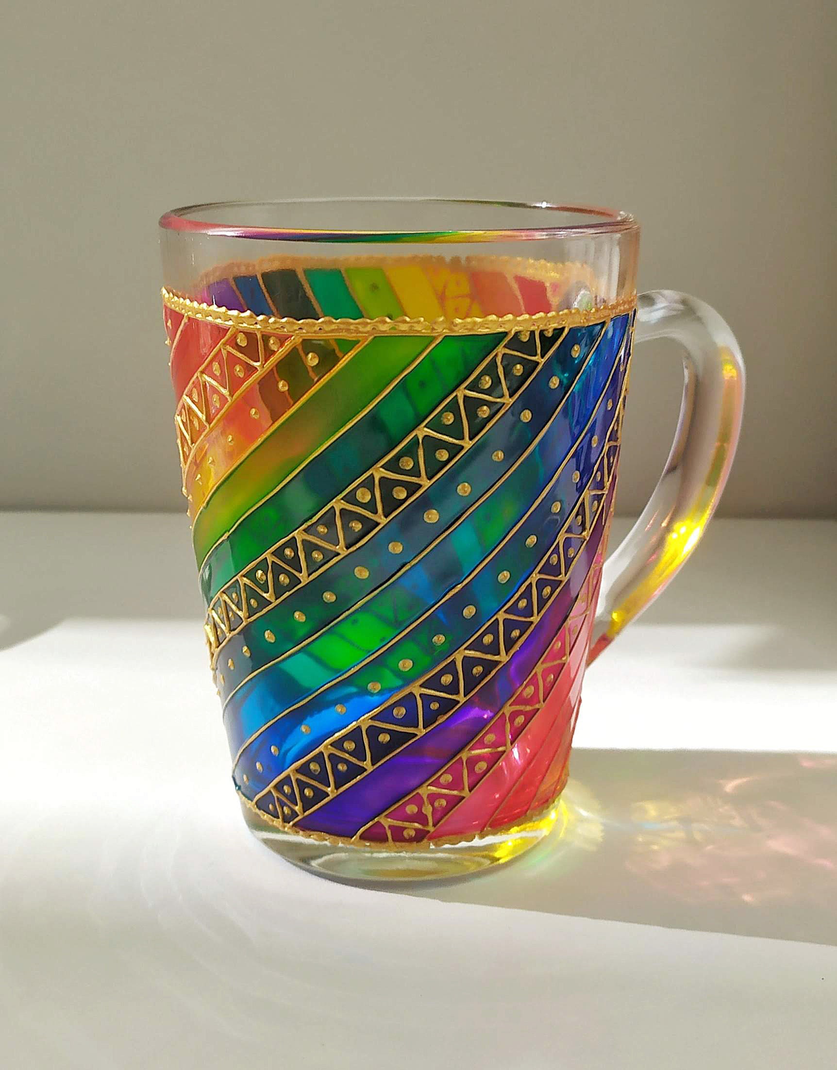 Colored Glass Coffee Mugs