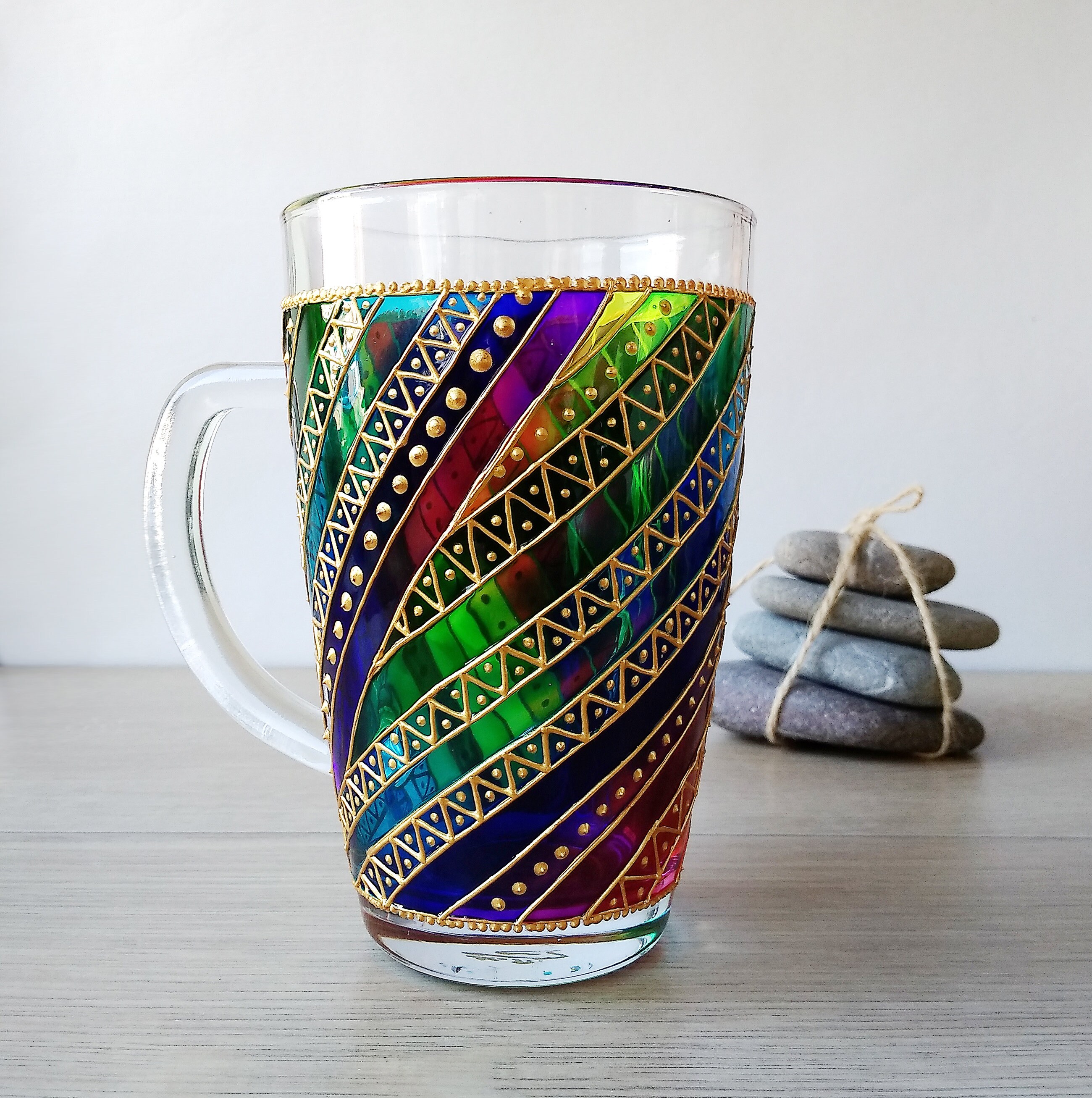 Taza de café arco iris taza de café de rayas taza de Etsy