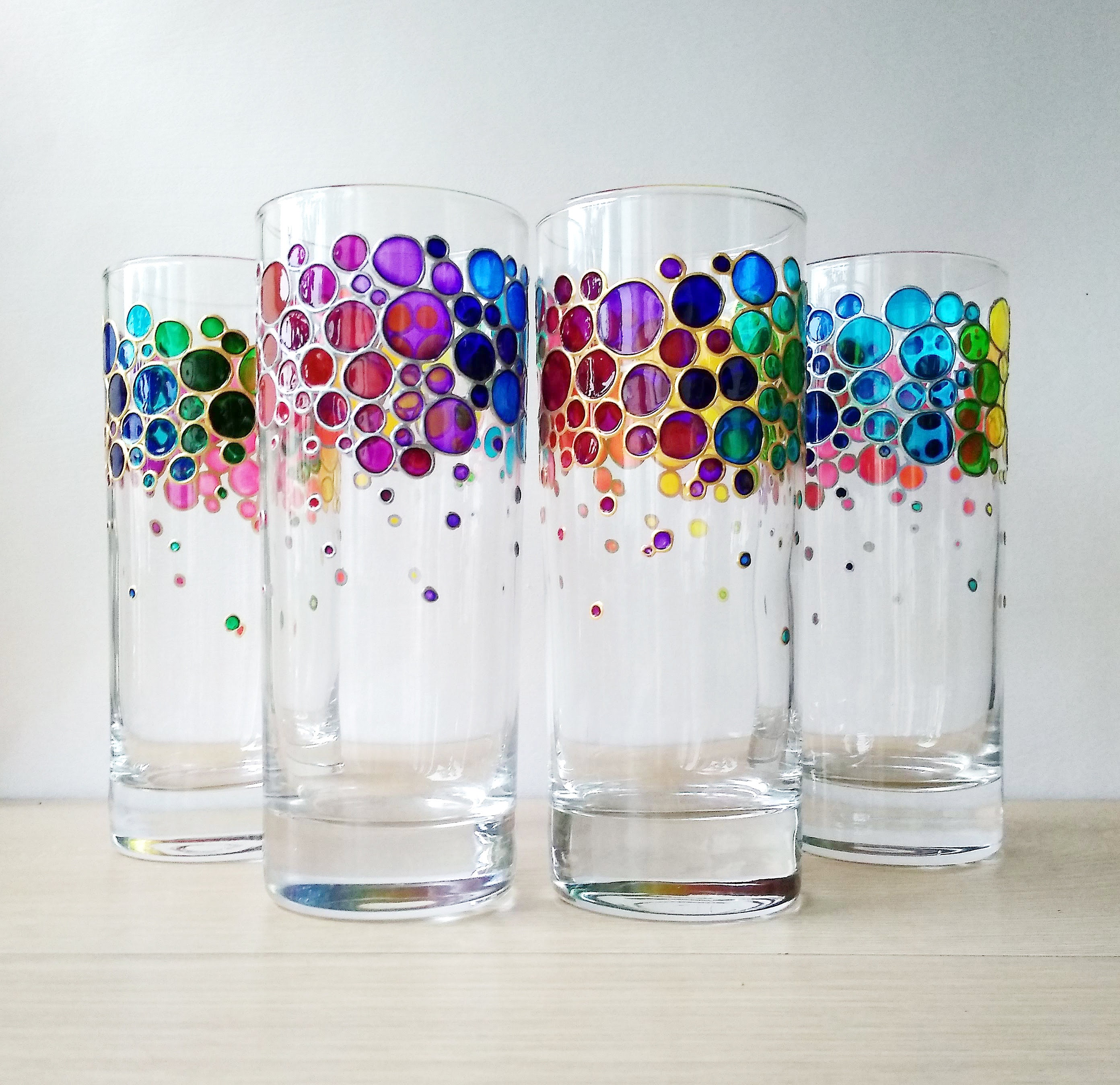 water glasses coloured