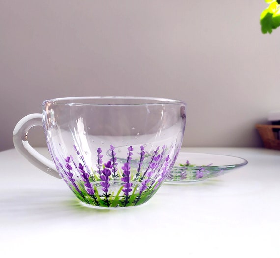 Glass Tea Mugs Home Decoration Color Enamel Flower Tea Cup Glass