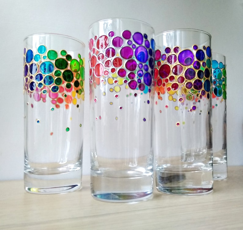 water glasses coloured