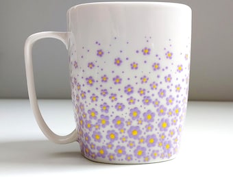 Lavender Ceramic Coffee Mug, Hand-Painted Botanical Pottery
