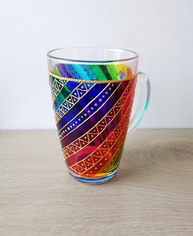 Rainbow Coffee Mug Stripes Coffee Cup Sun Catcher Mug Hand Etsy