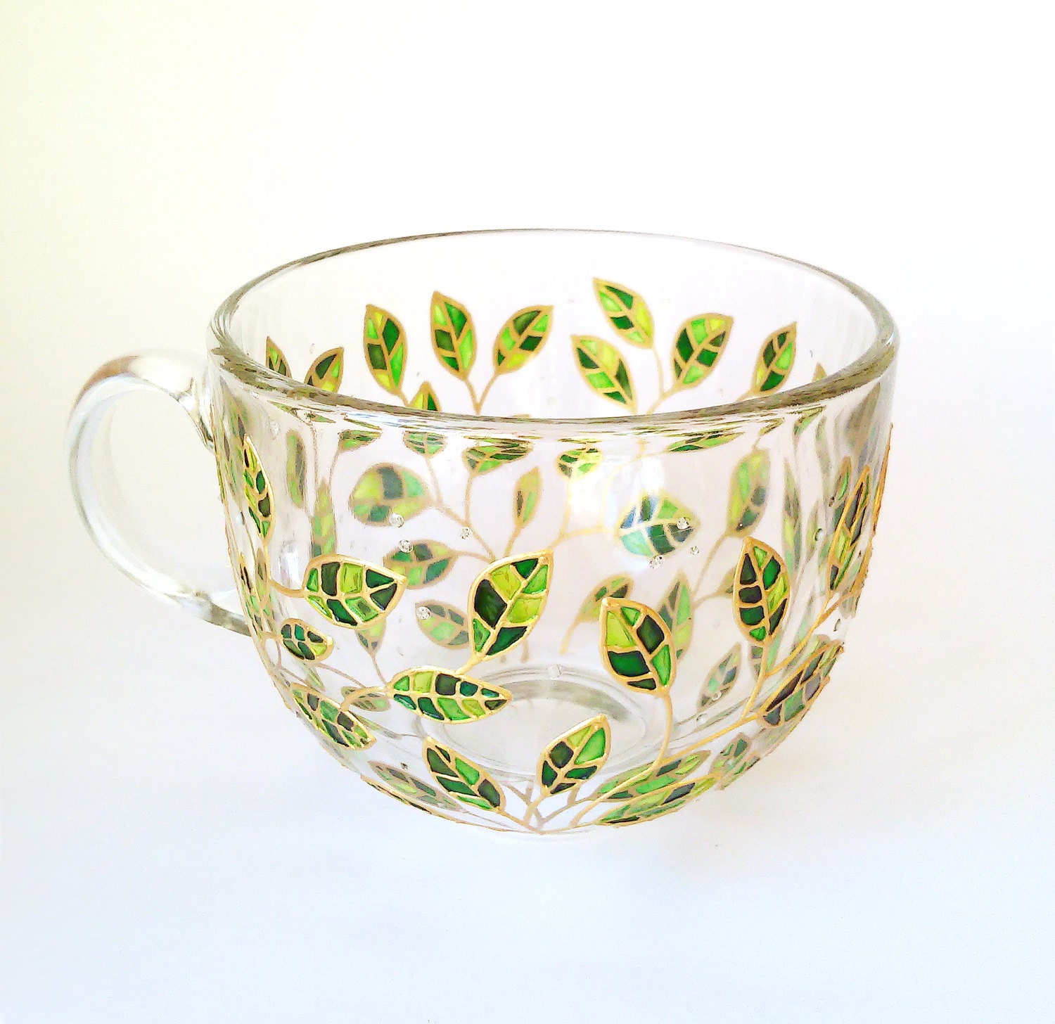 Colored Glass Tea Cup Green Cup & Tea Towel by Art of Tea
