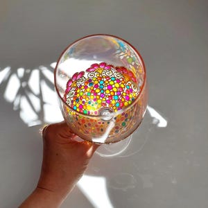 Mosaic Flower wine glass, hand-painted colorful wine glasses