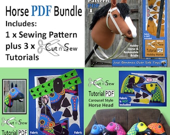Horse Sewing Pattern PDF Bundle includes Wish for a Pony Pattern and three Cut n Sew Tutorials