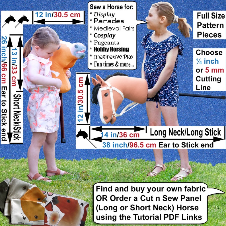 Sewing Pattern PDF Hobby Horse Wish for a Pony KidsToy or Keepsake Full Sized Pattern pieces Instructions for Hobby Horse & Bridle. image 3